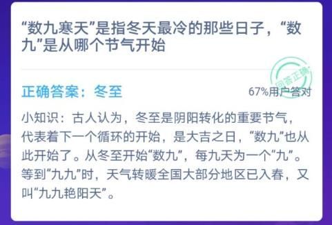 数九寒天是指冬天最冷的那些日子数九是从哪个节气开始 蚂蚁庄园12月21日答案[多图]图片2